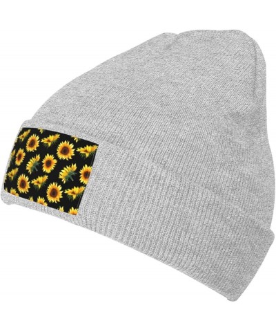 Sunflower Flowers Plants Black and Yellow Print Skullies Beanies Thin Bonnet Cap Autumn Winter Casual Hat Outdoor Gray $12.09...