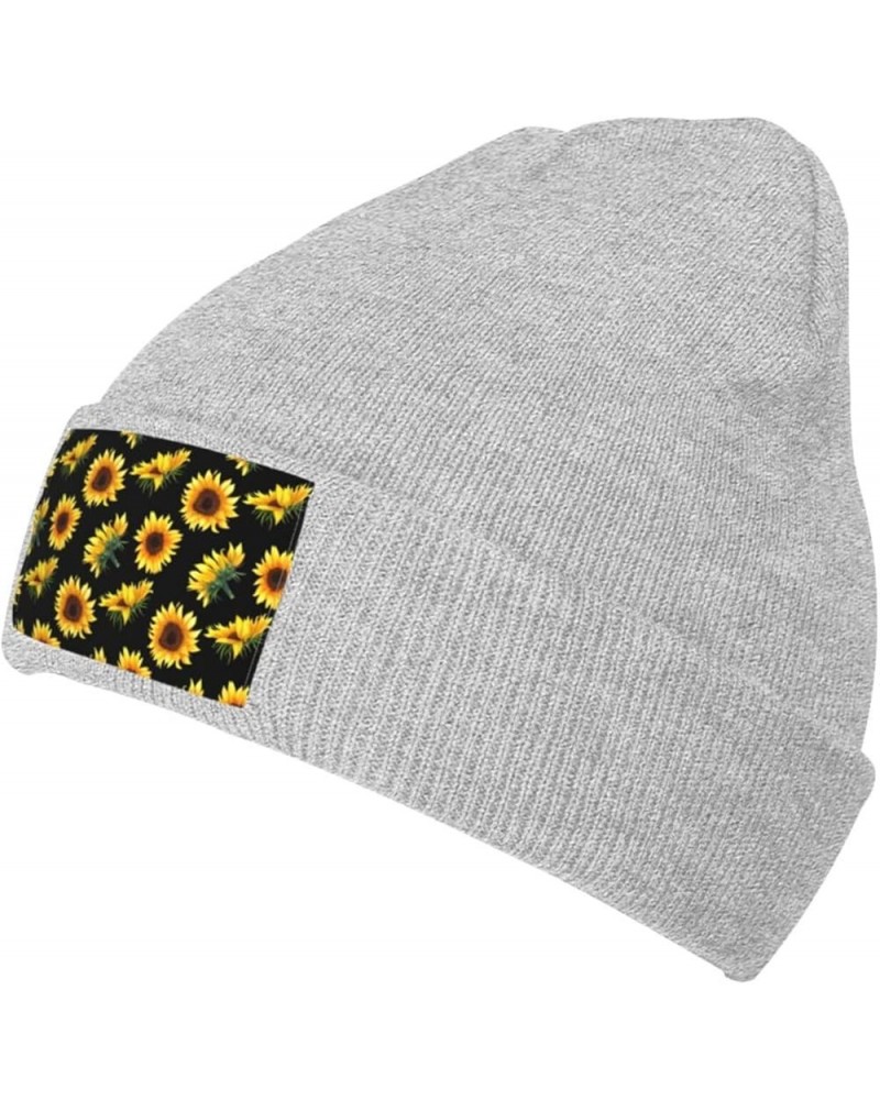 Sunflower Flowers Plants Black and Yellow Print Skullies Beanies Thin Bonnet Cap Autumn Winter Casual Hat Outdoor Gray $12.09...