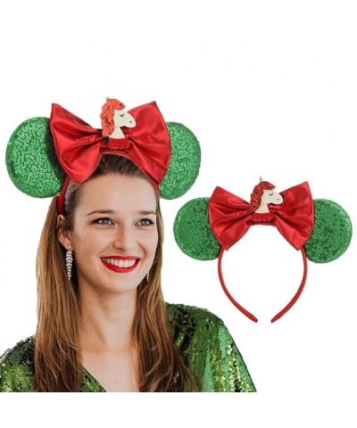 Christmas Headbands Mouse Ears Hair Hoop Glitter Costumes Headwear Bowknot Christmas Costume Accessories (G) B $7.33 Headbands