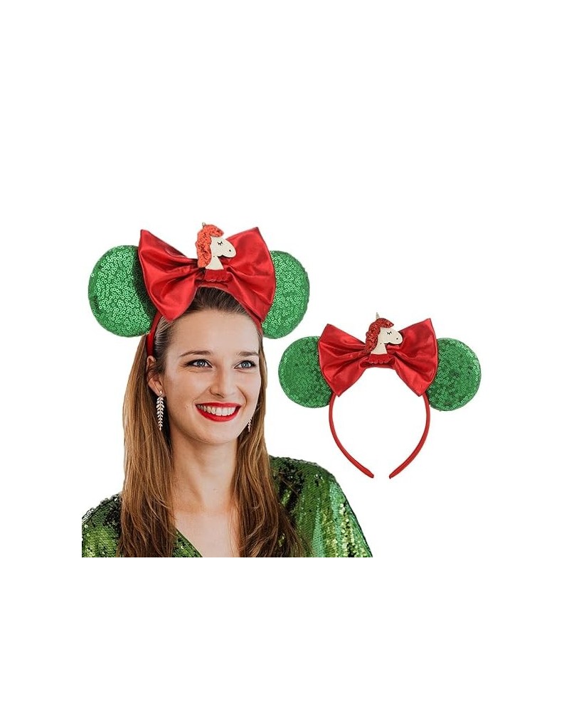 Christmas Headbands Mouse Ears Hair Hoop Glitter Costumes Headwear Bowknot Christmas Costume Accessories (G) B $7.33 Headbands