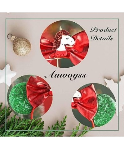 Christmas Headbands Mouse Ears Hair Hoop Glitter Costumes Headwear Bowknot Christmas Costume Accessories (G) B $7.33 Headbands