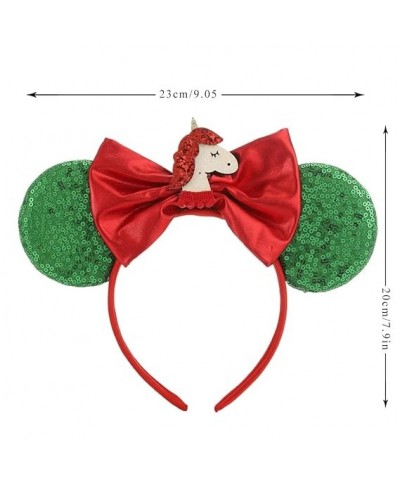 Christmas Headbands Mouse Ears Hair Hoop Glitter Costumes Headwear Bowknot Christmas Costume Accessories (G) B $7.33 Headbands