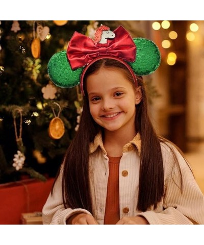 Christmas Headbands Mouse Ears Hair Hoop Glitter Costumes Headwear Bowknot Christmas Costume Accessories (G) B $7.33 Headbands