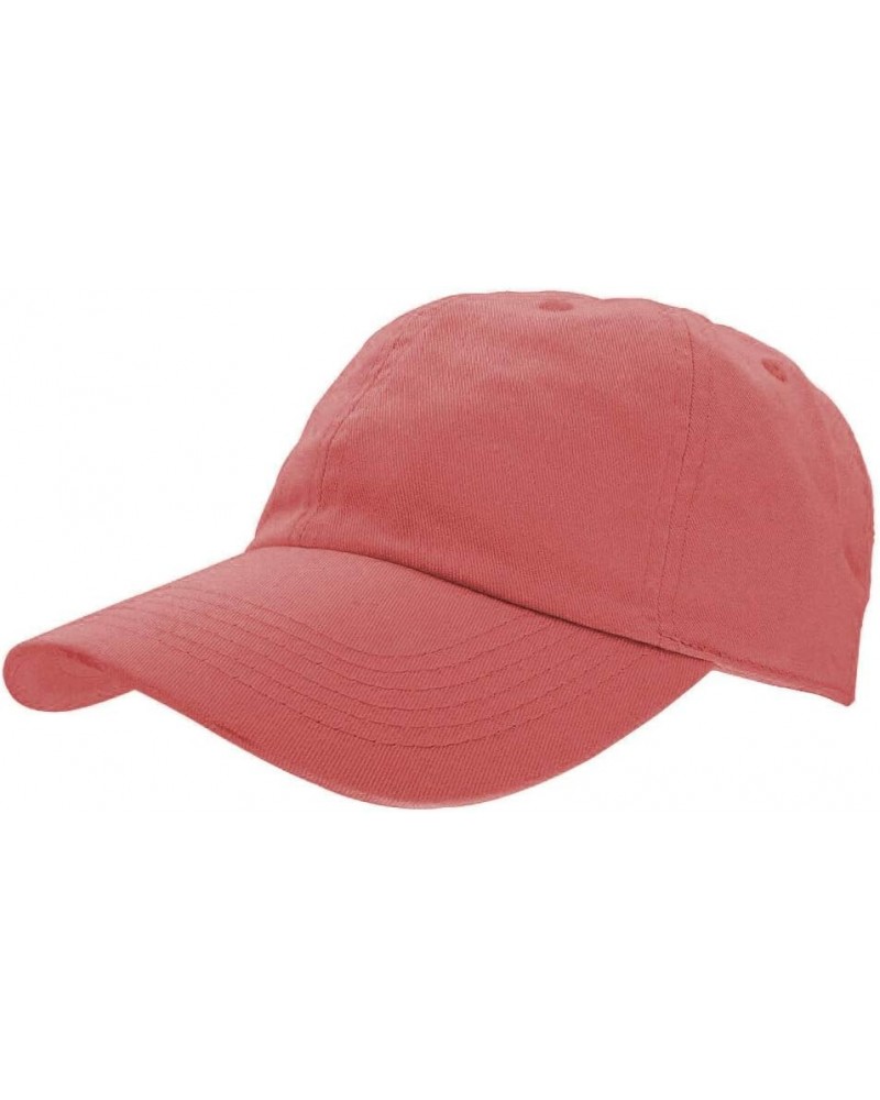 Men Women Unisex Plain Cotton Baseball Cap Washed Adjustable Polo Style Coral $12.31 Baseball Caps