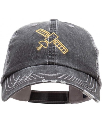 Satellite Outline Embroidered Unstructured Cotton Mesh Cap Black $17.86 Baseball Caps