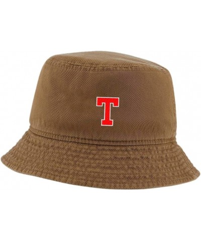 Women Bucket Hats for Men Athletic Letter T Embroidered Unisex Bucket Hat Outdoor Fishing Hat Khaki $13.33 Bucket Hats