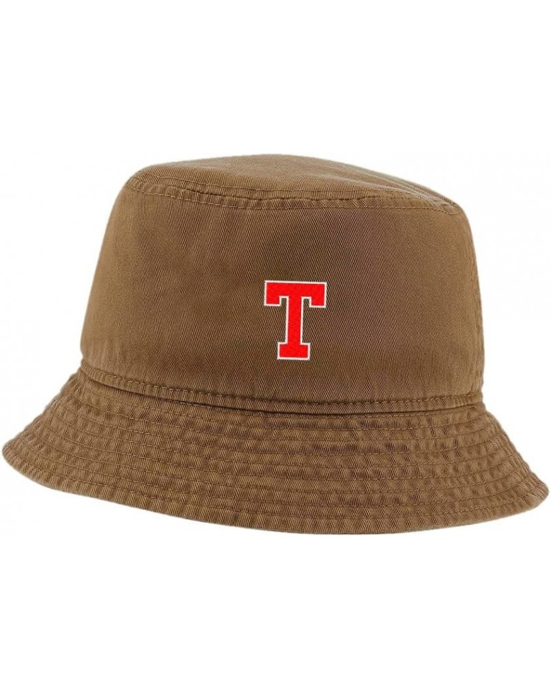 Women Bucket Hats for Men Athletic Letter T Embroidered Unisex Bucket Hat Outdoor Fishing Hat Khaki $13.33 Bucket Hats