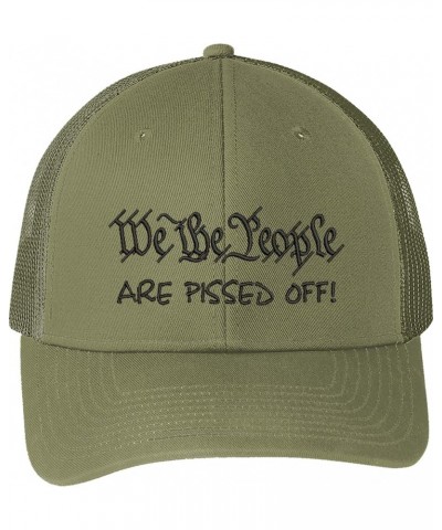 We The People are Pissed Off Embroidered Trucker Structured Adjustable One Size Fits All Hat Olive Black $14.78 Baseball Caps