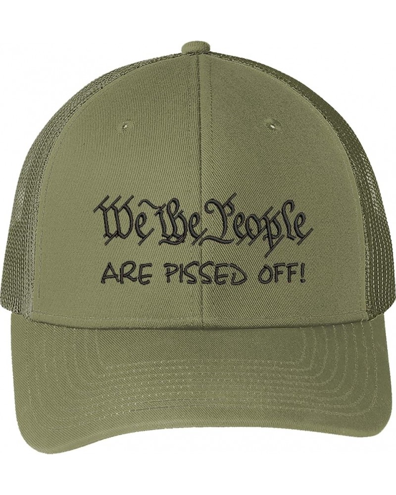 We The People are Pissed Off Embroidered Trucker Structured Adjustable One Size Fits All Hat Olive Black $14.78 Baseball Caps