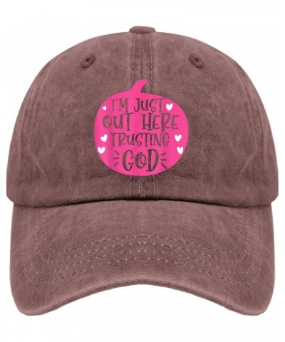 Im Just Out Here Trusting God Trucker Hat Hats for Men Fashion Pigment Black Hats for Women Gifts for Women Outdoor Wine Red ...