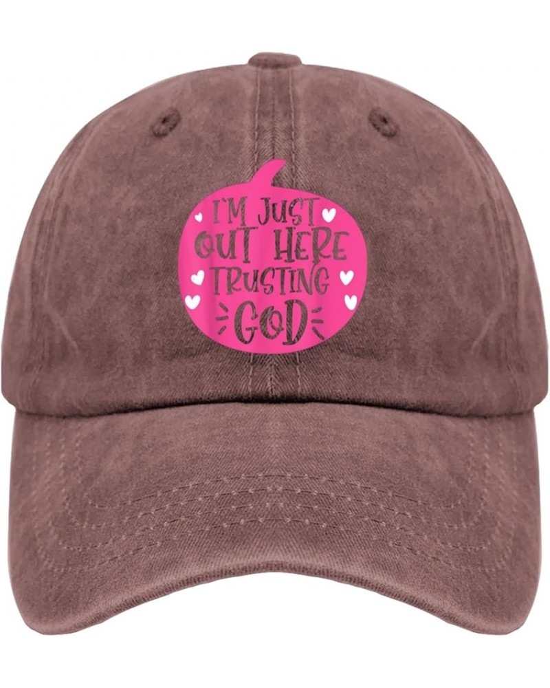 Im Just Out Here Trusting God Trucker Hat Hats for Men Fashion Pigment Black Hats for Women Gifts for Women Outdoor Wine Red ...