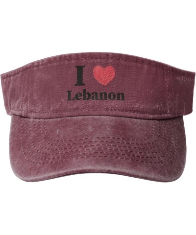 I Love Lebanon Sun Visor Hats for Women Men Sun Hat Vintage Golf Hat Adjustable Baseball Cap Red $13.37 Visors