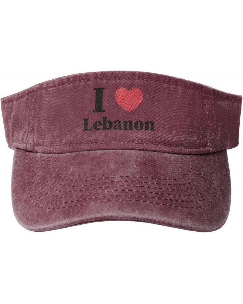 I Love Lebanon Sun Visor Hats for Women Men Sun Hat Vintage Golf Hat Adjustable Baseball Cap Red $13.37 Visors