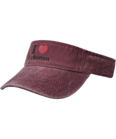 I Love Lebanon Sun Visor Hats for Women Men Sun Hat Vintage Golf Hat Adjustable Baseball Cap Red $13.37 Visors