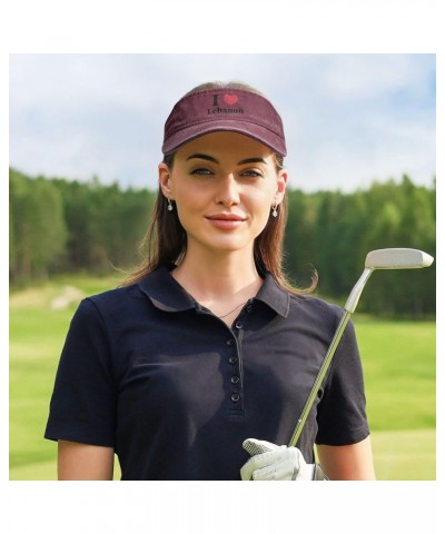 I Love Lebanon Sun Visor Hats for Women Men Sun Hat Vintage Golf Hat Adjustable Baseball Cap Red $13.37 Visors