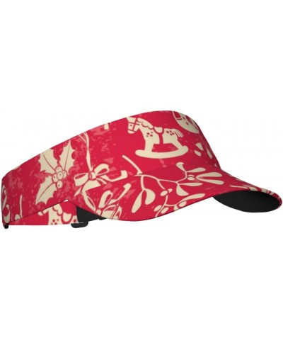 Red Christmas Elements Sun Visor Hat for Men and Women Empty Top Sports Hat for Golf, Tennis, Running, and Jogging $13.33 Visors