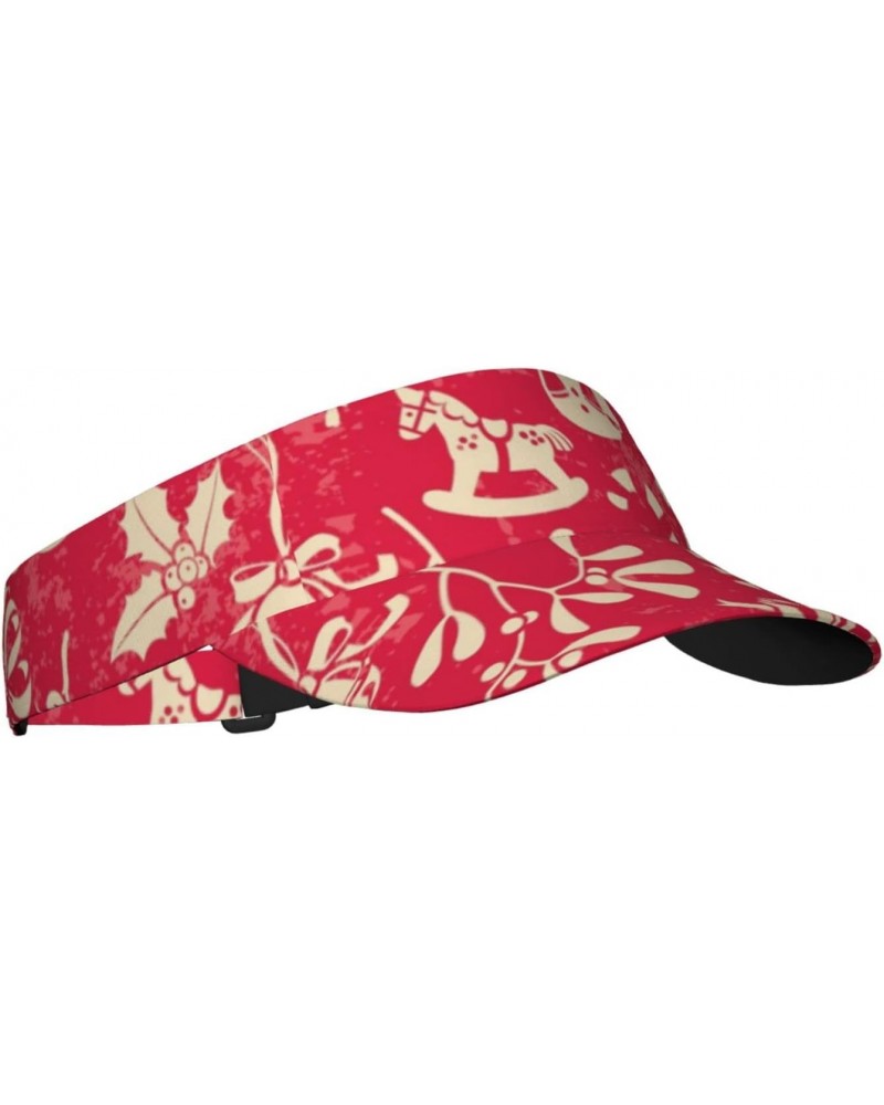 Red Christmas Elements Sun Visor Hat for Men and Women Empty Top Sports Hat for Golf, Tennis, Running, and Jogging $13.33 Visors