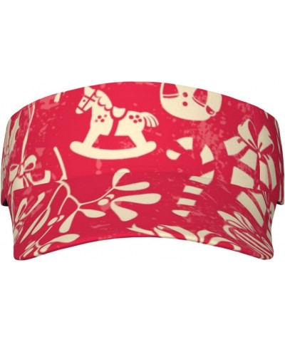 Red Christmas Elements Sun Visor Hat for Men and Women Empty Top Sports Hat for Golf, Tennis, Running, and Jogging $13.33 Visors