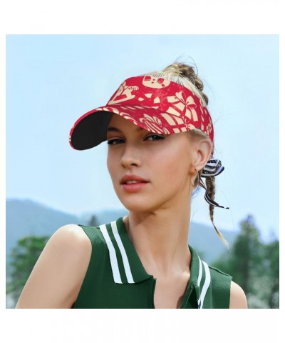 Red Christmas Elements Sun Visor Hat for Men and Women Empty Top Sports Hat for Golf, Tennis, Running, and Jogging $13.33 Visors