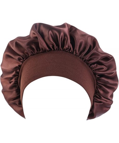 Fashion Women Beading Braid Hat Muslim Ruffle Cancer Wrap Cap Sleep Caps Satin Lined Hair Bonnets Men's Hat Black Coffee $5.8...