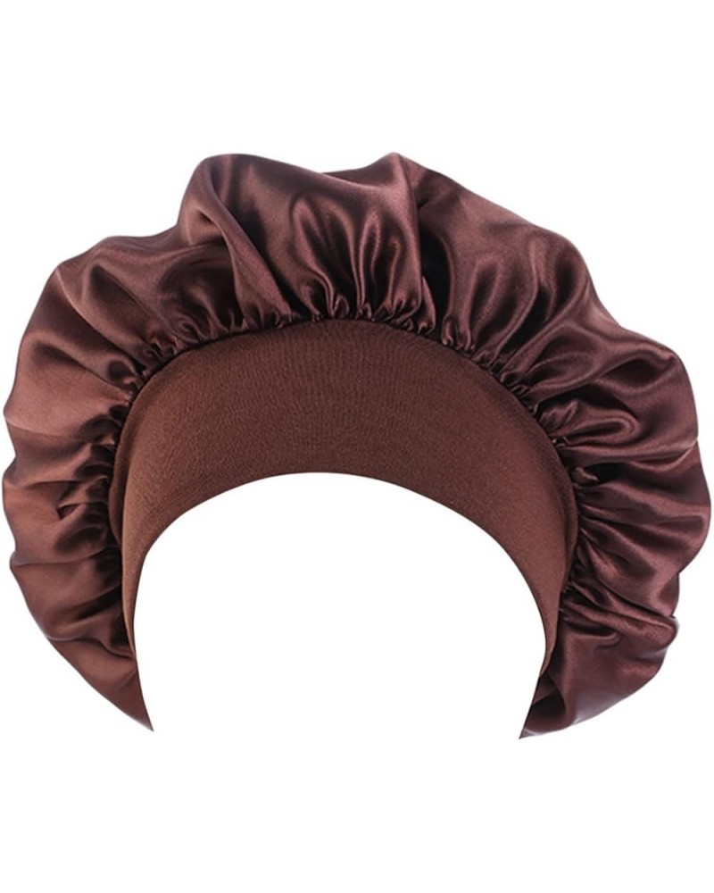 Fashion Women Beading Braid Hat Muslim Ruffle Cancer Wrap Cap Sleep Caps Satin Lined Hair Bonnets Men's Hat Black Coffee $5.8...