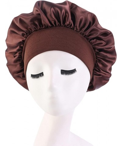 Fashion Women Beading Braid Hat Muslim Ruffle Cancer Wrap Cap Sleep Caps Satin Lined Hair Bonnets Men's Hat Black Coffee $5.8...