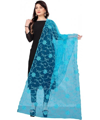 Women's Soft Net Embroidery Floral Lace Mesh Party Prom Wedding Shawl Scarf Wraps and Beach Swimsuit Cover-Up Aquablue $19.38...