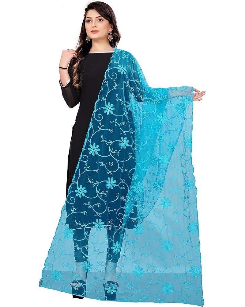 Women's Soft Net Embroidery Floral Lace Mesh Party Prom Wedding Shawl Scarf Wraps and Beach Swimsuit Cover-Up Aquablue $19.38...