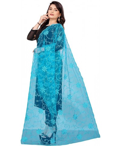 Women's Soft Net Embroidery Floral Lace Mesh Party Prom Wedding Shawl Scarf Wraps and Beach Swimsuit Cover-Up Aquablue $19.38...