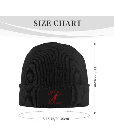 Winter Knit Hat Cap for Men Women, Adopt Don't Shop Unisex Beanie Hat Cuffed Skull Cap Warm Ski Hats Black Black $6.75 Skulli...