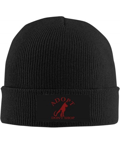 Winter Knit Hat Cap for Men Women, Adopt Don't Shop Unisex Beanie Hat Cuffed Skull Cap Warm Ski Hats Black Black $6.75 Skulli...