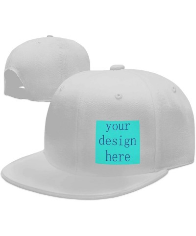 Personalized Hats Custom Text Logo Image Here Mom and Dad Hat Flat Brim Hat White-17 $7.49 Baseball Caps