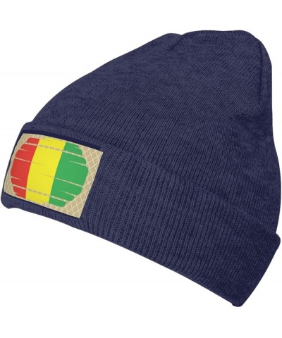 Guinea Flag Knitted Hat Acrylic Cold Weather Hat Warm Brimless hat Elastic Force Caps Navy Blue $12.70 Skullies & Beanies