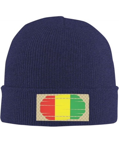 Guinea Flag Knitted Hat Acrylic Cold Weather Hat Warm Brimless hat Elastic Force Caps Navy Blue $12.70 Skullies & Beanies