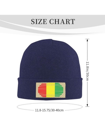 Guinea Flag Knitted Hat Acrylic Cold Weather Hat Warm Brimless hat Elastic Force Caps Navy Blue $12.70 Skullies & Beanies