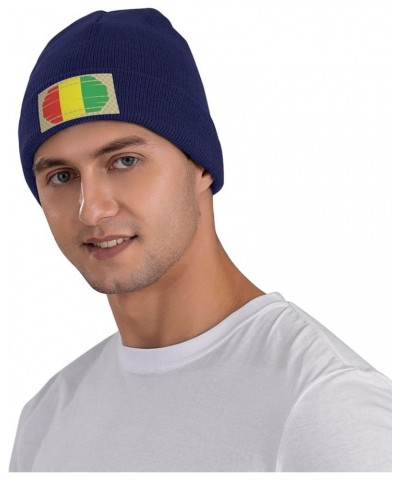 Guinea Flag Knitted Hat Acrylic Cold Weather Hat Warm Brimless hat Elastic Force Caps Navy Blue $12.70 Skullies & Beanies