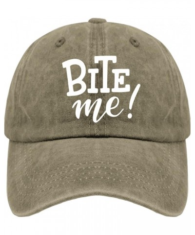 Baseball Caps Bite Me Baseball Caps, Vintage Baseball Cap for Men Pigment Khaki $12.38 Baseball Caps