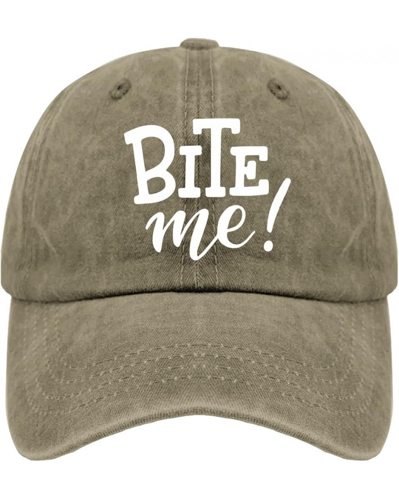 Baseball Caps Bite Me Baseball Caps, Vintage Baseball Cap for Men Pigment Khaki $12.38 Baseball Caps