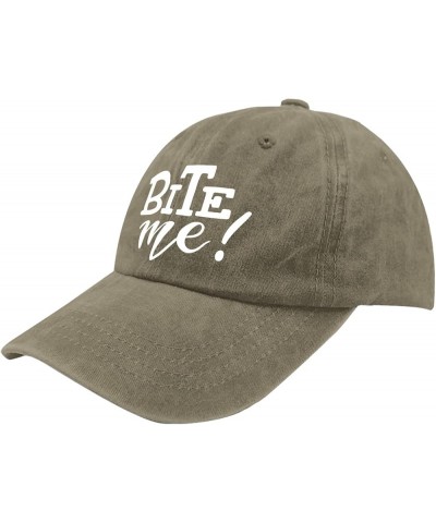 Baseball Caps Bite Me Baseball Caps, Vintage Baseball Cap for Men Pigment Khaki $12.38 Baseball Caps