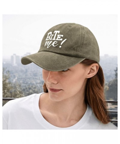 Baseball Caps Bite Me Baseball Caps, Vintage Baseball Cap for Men Pigment Khaki $12.38 Baseball Caps