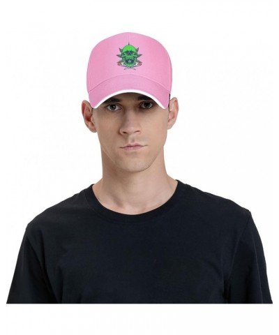 Cannabis with Green Skulls and Smoke Baseball Cap for Men Women Adjustabl Unisex Golf Dad Hat Pink $12.60 Baseball Caps