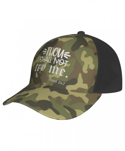 Thou Shall Not Try Me Mood Baseball Cap Adjustable Men Women Tucker Dad Hat Black $14.76 Baseball Caps