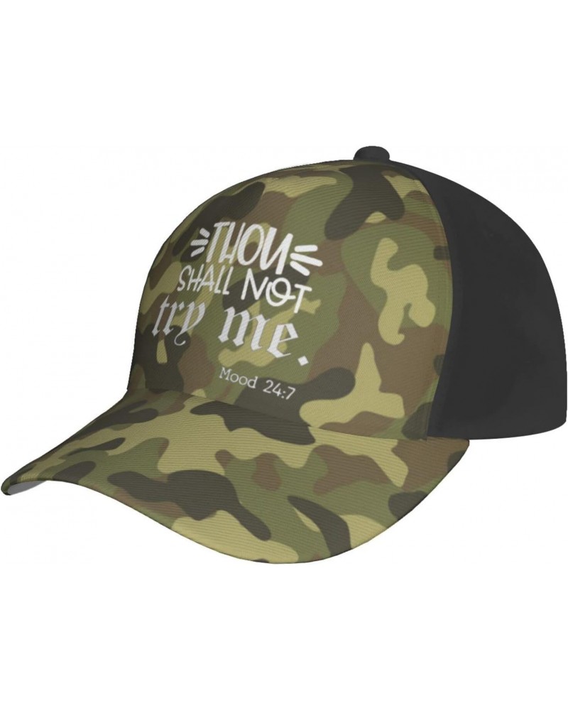 Thou Shall Not Try Me Mood Baseball Cap Adjustable Men Women Tucker Dad Hat Black $14.76 Baseball Caps