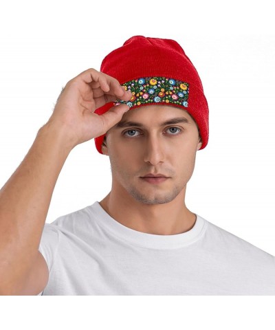 Floral Polish Folk Art Pattern Print Beanie Hat Winter Knit Hat for Men Women Snowboarding Red $13.69 Skullies & Beanies