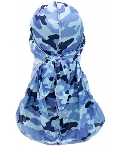 Silky Wave Long-Tail Caps Soft Bonnet Long Tail Headwraps Elastic Adjustable Wide Straps Headwraps for Women Men Blue $7.43 S...