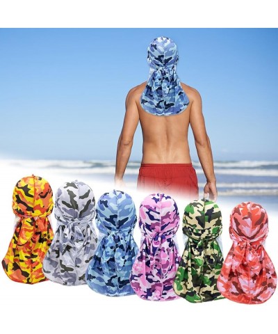 Silky Wave Long-Tail Caps Soft Bonnet Long Tail Headwraps Elastic Adjustable Wide Straps Headwraps for Women Men Blue $7.43 S...