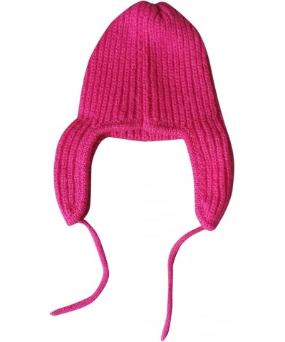 Mens Winter Hat with Earmuffs Womens Earmuffs for Men Women Winter Warm Knit Hat with Earflap Hot Pink $8.98 Skullies & Beanies