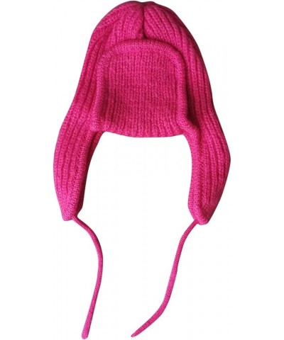 Mens Winter Hat with Earmuffs Womens Earmuffs for Men Women Winter Warm Knit Hat with Earflap Hot Pink $8.98 Skullies & Beanies