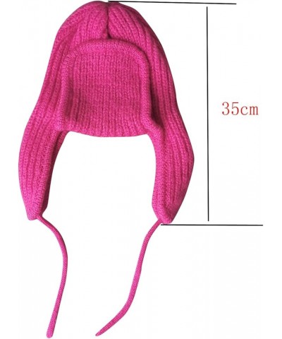 Mens Winter Hat with Earmuffs Womens Earmuffs for Men Women Winter Warm Knit Hat with Earflap Hot Pink $8.98 Skullies & Beanies