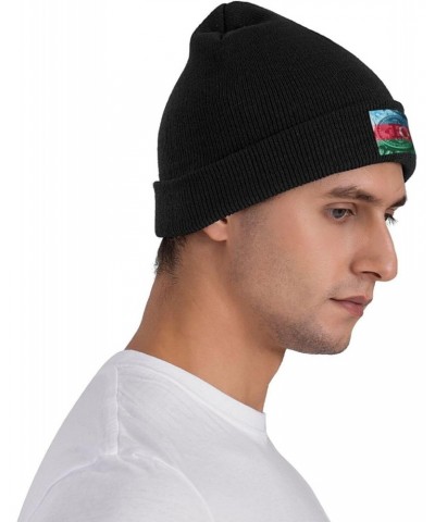 Azerbaijan Bitcoin Flag Knitted Hat Cold Weather Hat Warm Brimless hat Elastic Force Caps Black $11.49 Skullies & Beanies